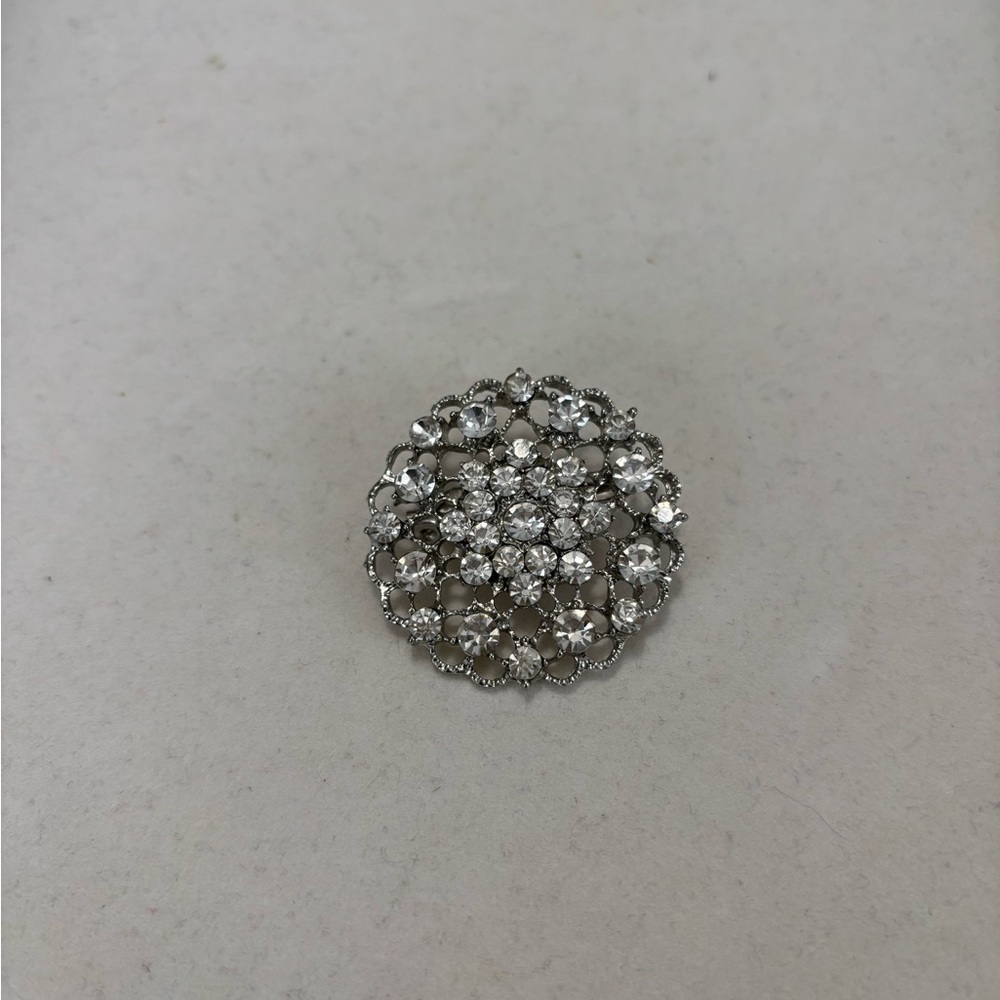 Elegant Silver Crystal Brooch